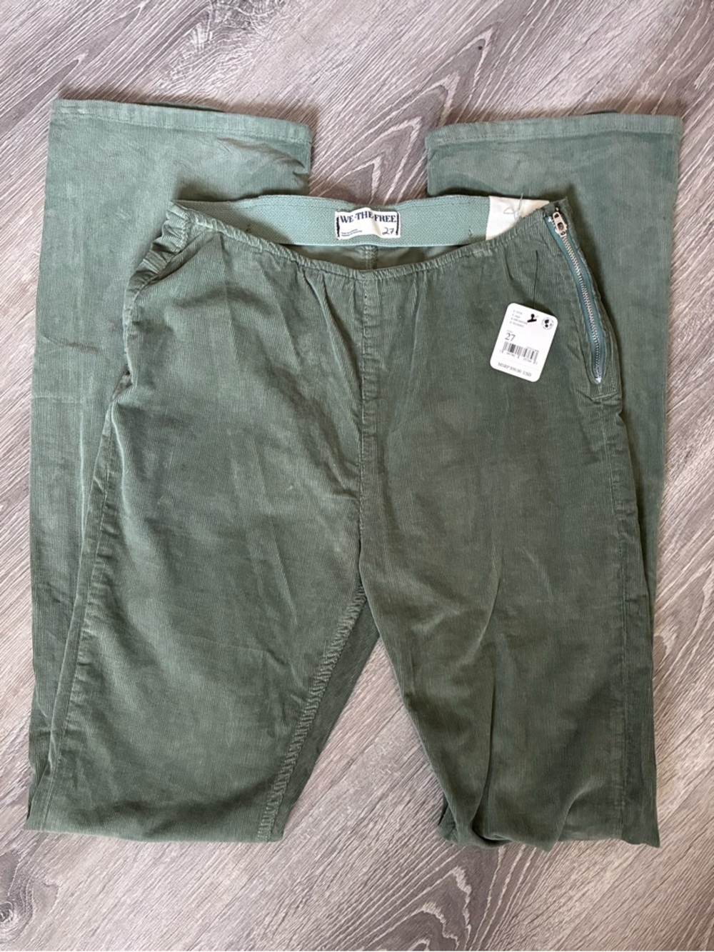 We The Free Light Sage Corduroy High-Waist Flare